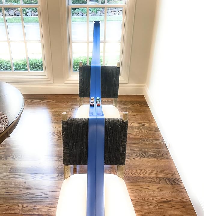 FlexTrack 5000 Flexible Race Car Track for Kids Toy with Suction Cups Compatible with Hot Wheels and Diecast 1/64th Cars and More 15 Feet Long Rolls Up Portable Racetrack (Racing Blue)