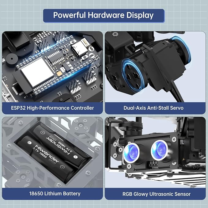 18DOF Hexapod Robot for Arduino Programming, Spider Walking Crawling Self-Balancing AI Vision Voice Control Obstacle Avoidance, STEM Education Open Source Robot with Tutorials, miniHexa Standard Kit