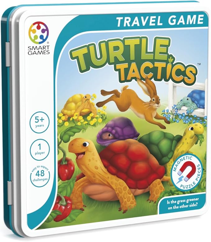 SmartGames Turtle Tactics Metal Box Travel Game with 48 Challenges for Ages 5 - Adult