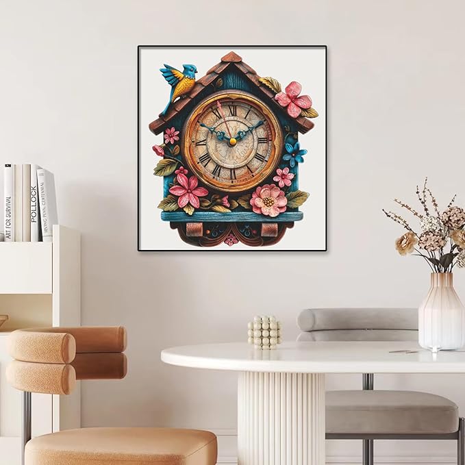 Wooden Puzzle for Adults, Pink Clock House Jigsaw Puzzles for Adult, Unique Pieces Wood Cut Puzzles, Exquisiten Box Packaging, Toys for Friends Family (S-9.8 * 11.2in-200pcs)