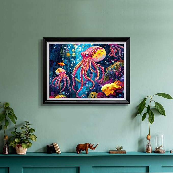 500 Piece Jigsaw Puzzle for Adults, Challenging Hard Puzzles for Kids and Teens Gift Choice Colorful Jellyfish (Colorful Octopus)