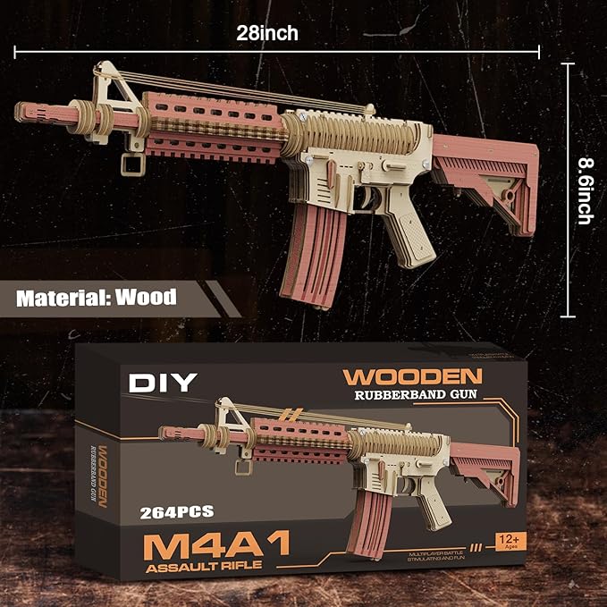 3D Wooden Puzzles for Adults, Rubber Band Gun, DIY Wooden Puzzles Wooden Model Building Kit, Assembly Puzzles, Ideas for Adults & Teens