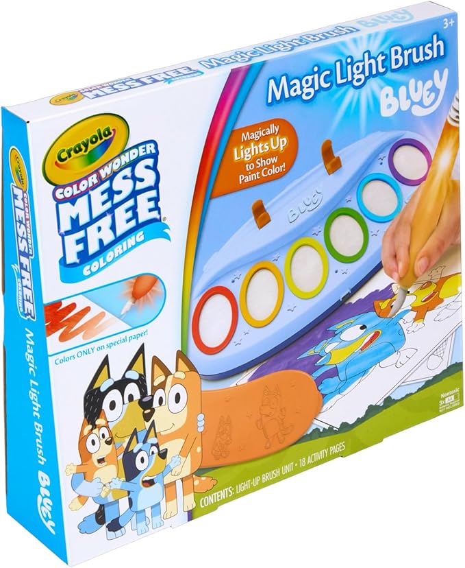 Crayola Bluey Color Wonder Magic Light Brush, Mess Free Painting Station for Kids, Holiday for Kids, Toddler Bluey Toys & Activities, Ages 3+