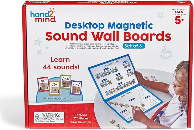 hand2mind Desktop Magnetic Sound Wall Boards, Letter Sounds, Phonics & Phonemic Awareness, Speech Therapy Materials, Science of Reading Manipulatives, Teacher Supplies for Classroom (Set of 6)