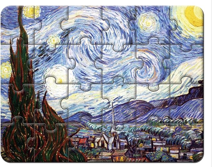 24 Pieces Starry Night Puzzle, Toddler Easy Puzzles for Kids Ages 3-5,4-6 Artist-an Intellectual Decompression Entertainment Game and Preschool Educational Learning Toys