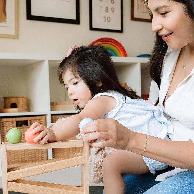 Montessori Small Ball Tracker Wooden Ball Drop - Wood Toys for 3 Year Old - Educational Toy for Baby and Toddler - Ramp Maze Run Track