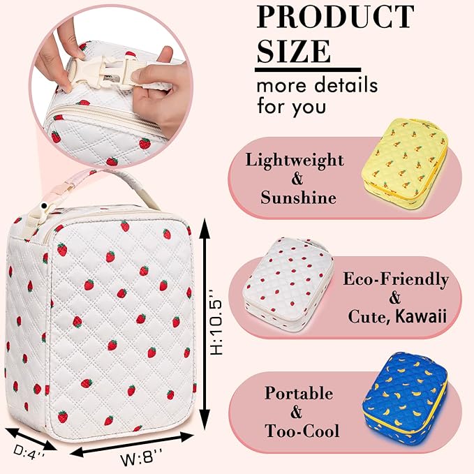 TuErCao Cute Banana-Themed Lunch Box Kids for School, Compact Reusable Tote LunchBox for Boys Girls for School, Office, Picnic, Lightweight Small Lunch Bag Fits Bento Boxes, Snack and Foods