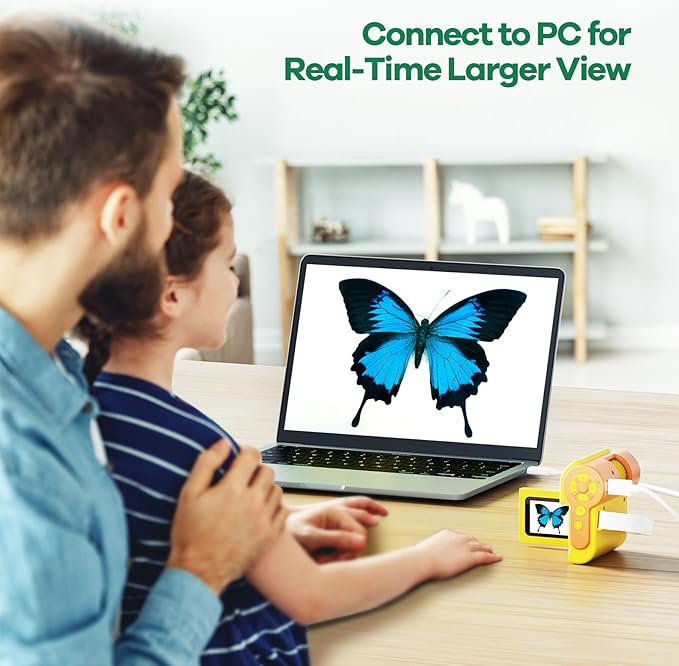 HP20 IPS Microscope for Kids: [3-in-1] [Easy and Fun] 2" Portable Handheld Microscope Miniscope, Pocket Mini Scope Educational Science Kit, Christmas Birthday Gifts for Kids, 32GB, Yellow