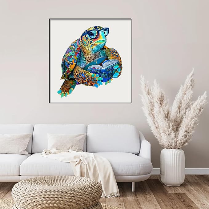 Sea Turtle Wooden Puzzle for Adults – 500-Piece Ocean Animal Jigsaw Puzzle, Unique Shape Wood Puzzle Marine Life Design, Eco-Friendly Gift for Ocean Lovers Toy Gift, 15.4 × 18.1 in