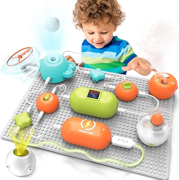 STEM Science Kit for Kids Ages 3-12，31 Electronic Parts, 300+ Fun Projects, No Soldering, 18-Page Guide, DIY Electronics Exploration Toy, Gifts for Boys & Girls