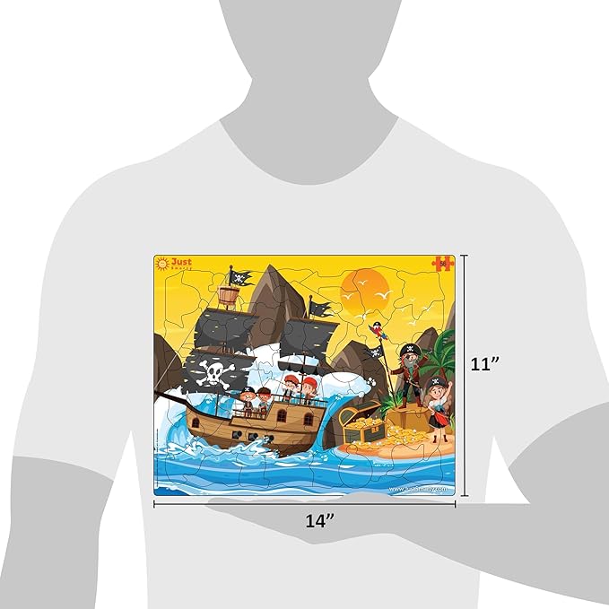 Just Smarty Jigsaw Puzzle Pirate 56 Pieces for Kids Ages 4, 5, 6 Year Old with Fun Shapes and Tray. Fun Learning Educational Toy for Boys Girls in Pre-K, Kindergarten, First Grade