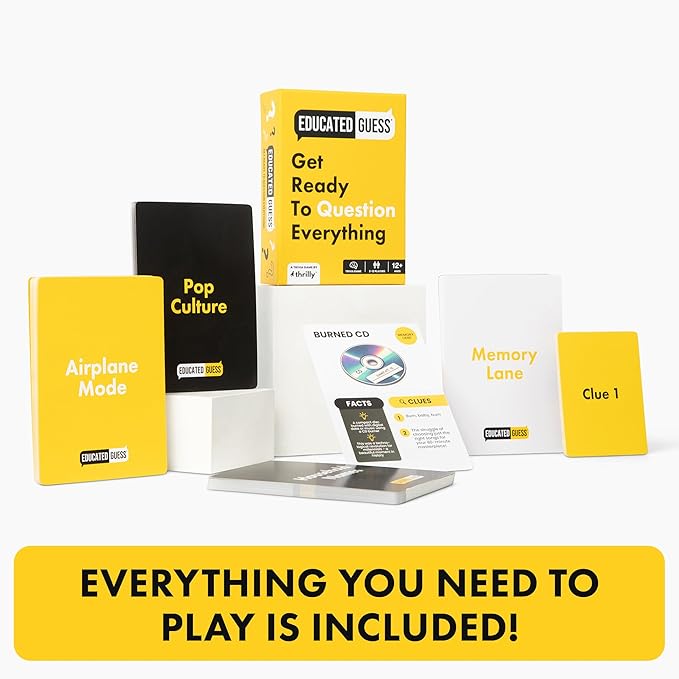 Educated Guess – Fast & Fun Yes‑or‑No Trivia Party Game for Families & Friends | 100 Clue Cards, 4 Categories, Adults & Teens (Ages 12+) | Perfect for Road Trips & Gifts