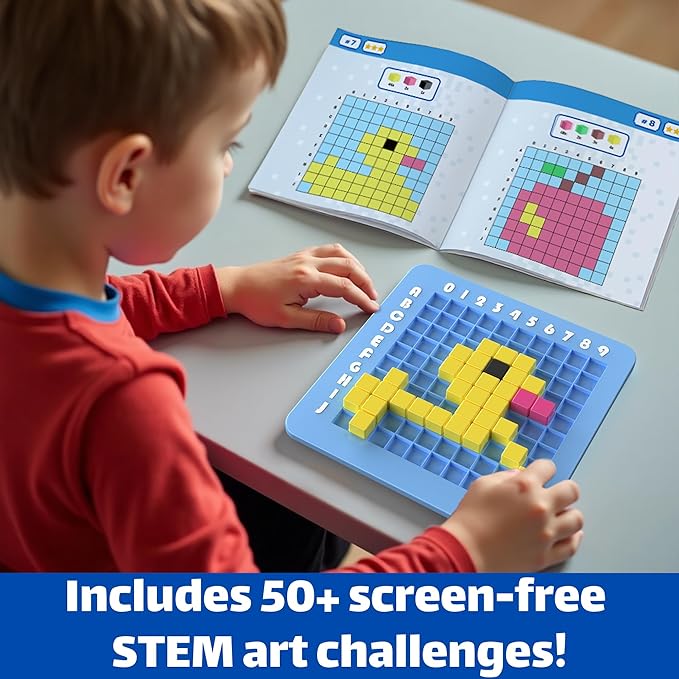 STEM Toys Pixel Art Kit for Kids - Arts and Crafts for Boys & Girls - Educational Science Kits & STEM Activities for Kids Ages 5-8-12 Gifts for 5, 6, 7, 8, 9, 10 Year Old - Brain Teasers Toy (Medium)