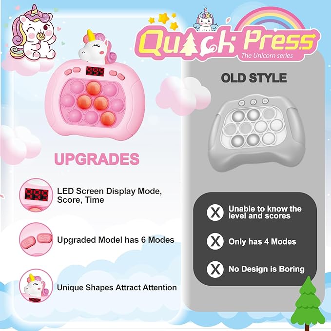 Pop Game - Light Up Fidget Toy for Kids & Adults, Quick Push Fast Push Sensory Toys for Kids 5-7 & 8-12, Handheld Relaxing Stress Relief Game for Autism, ADHD - Fun Fidget Toys for Adults & Children