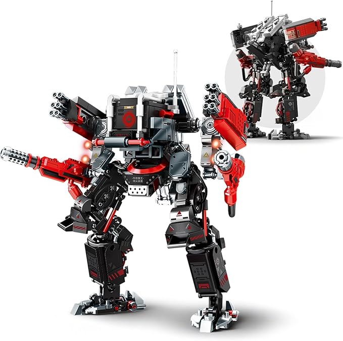 HIGH GODO Crimson Fighter Mech Robot Transforming Building Blocks Set for Adults,City Warrior Justice Hero Soldier Mech Model Building Kit, Cool Creative Robots Toys Gift for Teens Boys, 523 Pieces