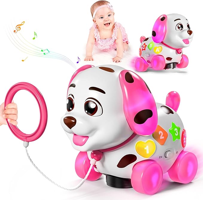 Toys for 1 Year Old Girl Gifts, Baby Toy 6-12-18 Months, Musical Puppy Toddler Learning Toy for 1 Year Old Boy Gift Present, 1st Birthday Gril Gift, Bilingual Toys with Music Light