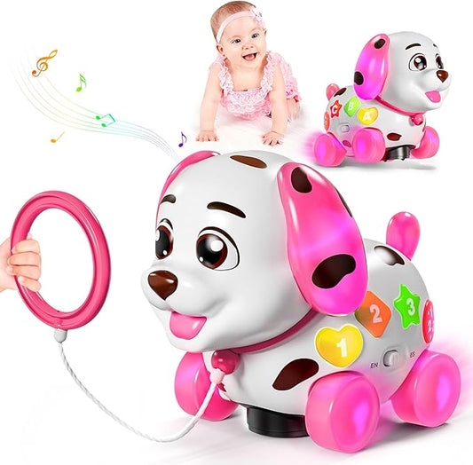 Toys for 1 Year Old Girl Gifts, Baby Toy 6-12-18 Months, Musical Puppy Toddler Learning Toy for 1 Year Old Boy Gift Present, 1st Birthday Gril Gift, Bilingual Toys with Music Light
