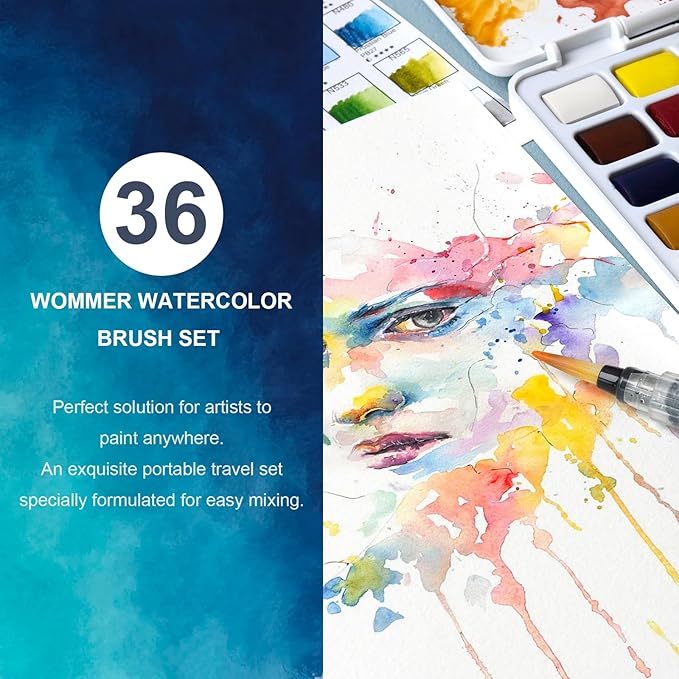 Woomer Watercolor Paint Set, 36 Vibrant Colors with Water Brush & 10 Premium Cotton Watercolor Papers (32K), Perfect for Beginners, Students, Hobbyists and More