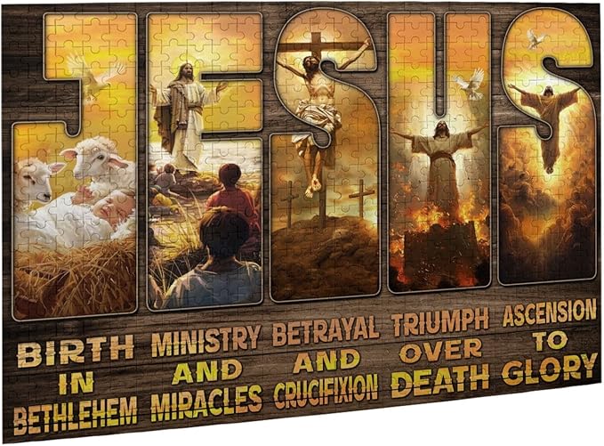 Christian Jesus Puzzles for Adults 500 Pieces, Religious Inspirational Scripture Jigsaw Puzzles, Bible Faith Catholic Cross Puzzle Jesus Puzzle Christian Puzzles Christian Games for Adults