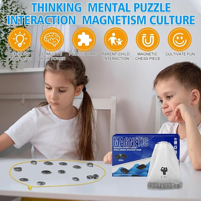 Magnetic Chess Game - Fun Tabletop Game, Strategy Game for Kids and Adults with Magnets, Fun Tabletop Multiplayer Chess for Family Party (Rope)