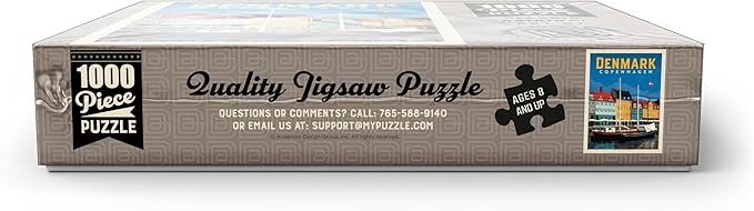 MyPuzzle Denmark: Copenhagen, Vintage Poster - Premium 1000 Piece Jigsaw Puzzle for Adults