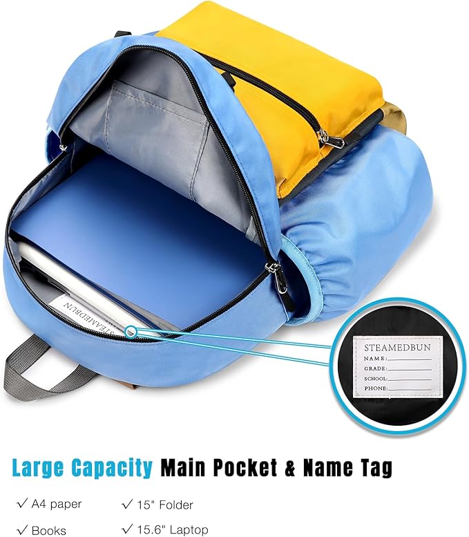 STEAMEDBUN Kids Backpack for Boys 4-6: Boys Backpacks for Elementary - 15 inch Backpack for Kindergarten