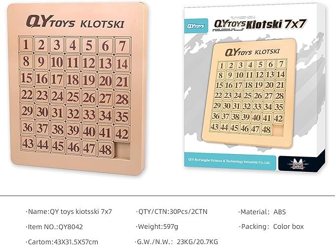 LiangCuber QY Toys 48 Klotski Puzzle Magnetic Sliding Number Puzzle ABS 7x7 Klotski Brain Teasers Toy Tangram Jigsaw Intelligence