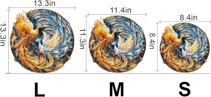 Wooden Puzzles for Adults, 300 Pieces Phoenix Puzzles, Wooden Adult Puzzles, Unique Jigsaw Puzzles Gifts for Puzzle Lover (L-13.3 * 13.3in)