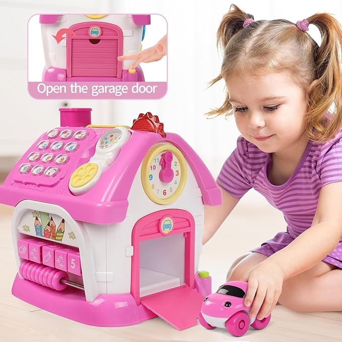Multifunctional Learning Toy House&Activity Cube, Montessori Toys for 1 Year Old Girl Gift for First Birthday, One Year Old Educational Cube for Baby and Toddler Age 0-2