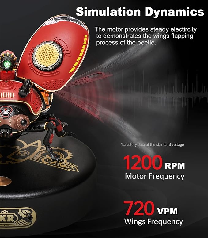 ROKR 3D Metal Model Kits for Adults Scout Beetle - 147PCS 3D Metal Puzzle Electric Mechanical Plastic Building Kit Hobby Kit Gift for Adults