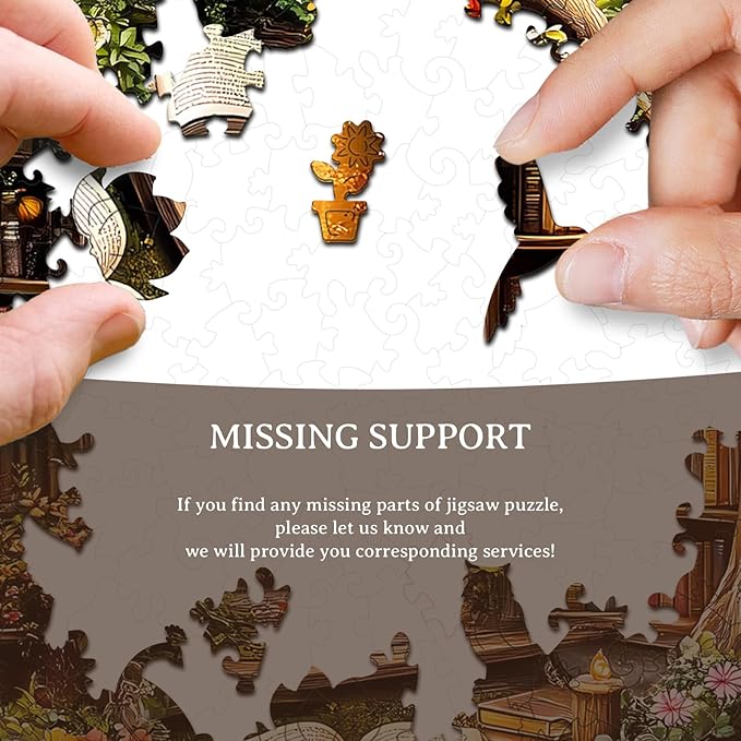 KAAYEE Wooden Puzzles for Adults, Tree House Library Wooden Jigsaw Puzzle Unique Shape Wood Puzzles Adult, 3D Effect Flat Puzzle Birthday Gifts Family Games (XL-17.3 * 17.3in-450pcs)