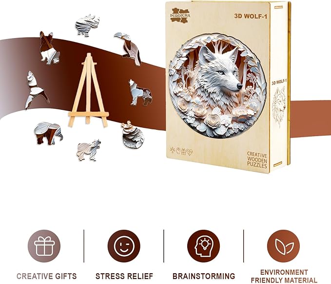 Wooden Jigsaw Puzzles, Wolf Wooden Puzzles for Adults with Unique Shape, Adult Jigsaw Puzzle, Birthday Gifts for Adults, 11.4"x11.4"- 200pcs