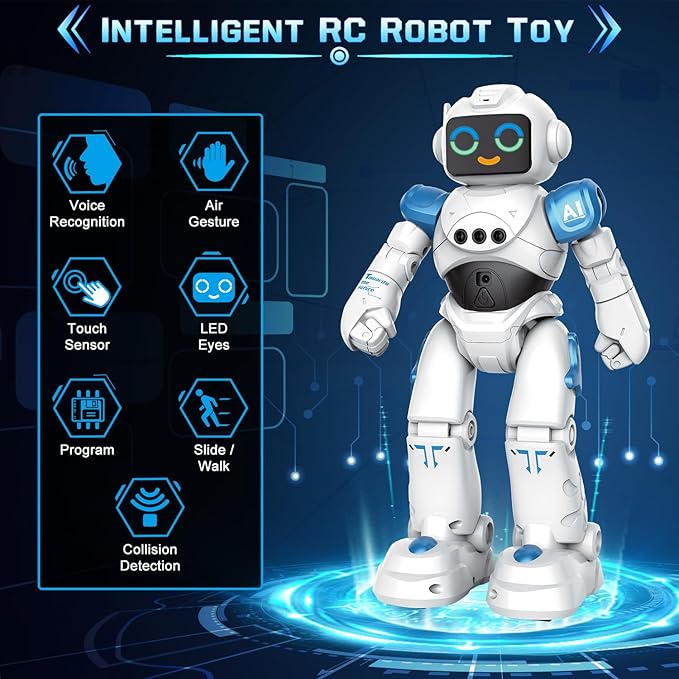 Robot Toys for Kids - Smart Talking Voice Remote Control Robot, Gesture Sensing Programmable Emo Robots Toy for Age 3 4 5 6 7 8 Year Old Boys Girls Birthday Gift Present