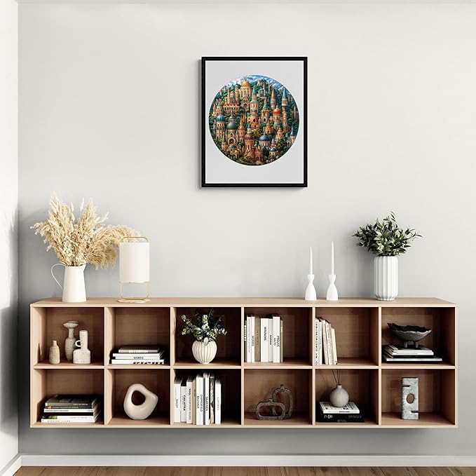 Wooden Puzzles for Adults, Wooden Jigsaw Puzzles for Adults-Seek and Find Cats, Castle Unique Shaped Wood Puzzles Adult, Birthday Gifts for Friends Family Game, Home Decor (11.4 * 11.4in 200pcs)