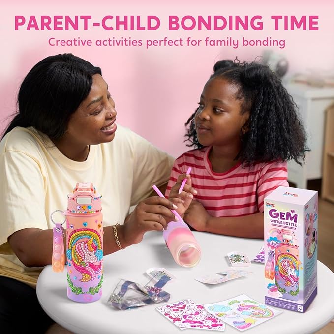 Klever Kits Decorate Your Own Water Bottle Kits for Girls Age 6+, Unicorn DIY Gem Diamond Painting Crafts, Girl Birthday Gift Arts and Crafts Fun Arts for Girls Birthday Christmas