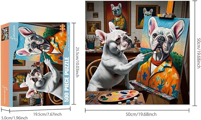 500 Pieces Animal Jigsaw Puzzles for Adults and Teens and Kids Family Happy Toys Painting Bulldog