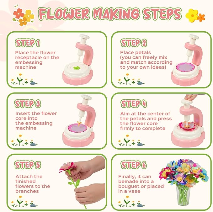 yewfall DIY Fabric Flower Craft Kit for Kids - Build Your Bouquet, Arts and Crafts for Girls Age 4-8, Educational Learning Toys Birthday Gifts