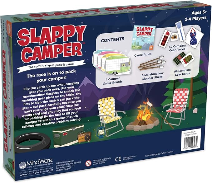 MindWare Slappy Camper Strategy Game - Think Fast and Fill Your Camper – for 2-4 Players – Ages 5 and Up