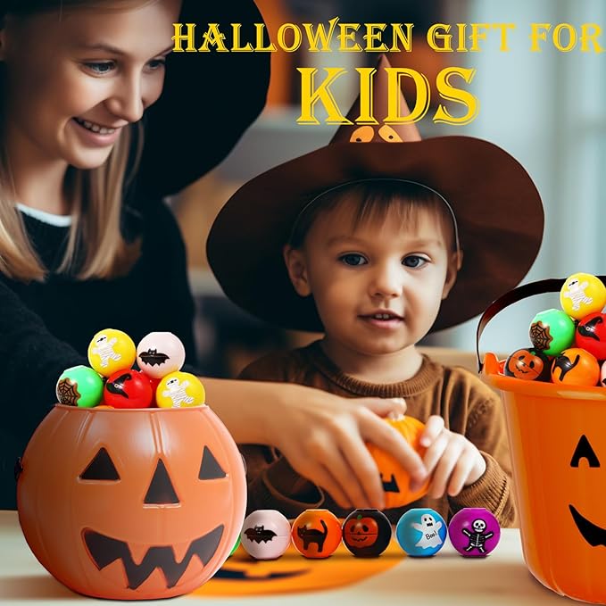 24 Pcs Halloween Mini Fidget Spinners Ball Toys for Kids Adults Halloween Trick or Treat Goodie Bag Fillers Treasure Box Toys for Boys Girls Halloween Party Favors Classroom Prizes