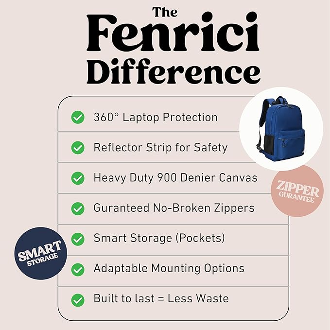 Fenrici Adaptive Backpack for Girls, Boys for All Abilities and Ages; Wheelchair Backpack with Adaptive Design; Perfect for Travel, School, and Everyday Adventure, Navy