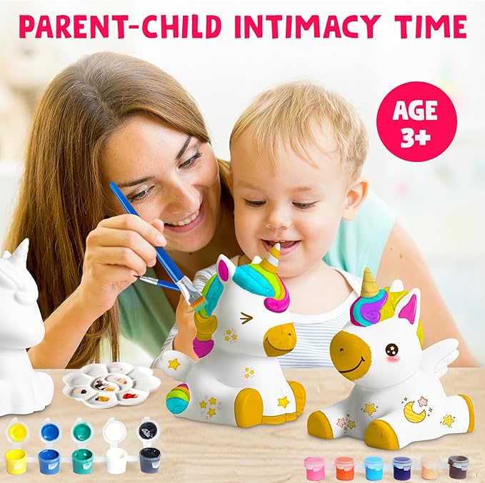 Paint Your Own Unicorn Lamp Kit 2pcs,DIY Unicorn Crafts Night Light, Arts & Crafts for Kids Ages 8-12, Painting Kit for Girls Boys Age 4 5 6 7 8+, Art Supplies Creative Gift for Birthday, Party