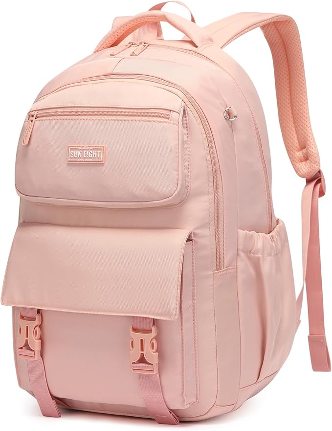 SUN EIGHT 35L Large Capacity School Backpack for Teen Girls Lightweight Bookbags Elementary Middle School Laptop Bags Women Travel Daypacks(Pink)