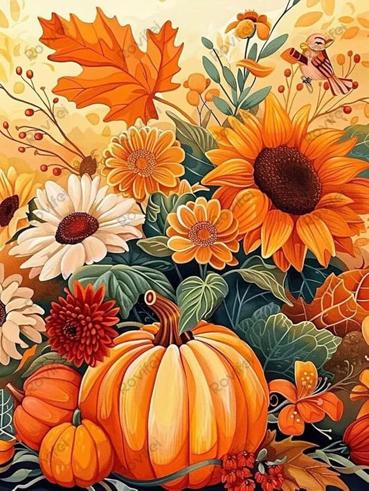 Thanksgiving Day Puzzles for Adults 500 Pieces, DIY Autumn Flowers Puzzles, Eco-Friendly Wooden Thanksgiving Puzzles - for Home Decor Room Decor Wall Decor - Funny Gifts 20x15 Inch