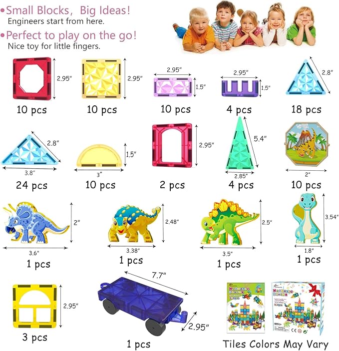 Jasonwell 110PCS Magnetic Tiles Building Blocks Set for Boys Girls Preschool Educational Magnet Construction Kit Stacking STEM Toys Christmas Birthday Gifts for Kids Toddlers 3 4 5 6 7 8 9 + Year Old