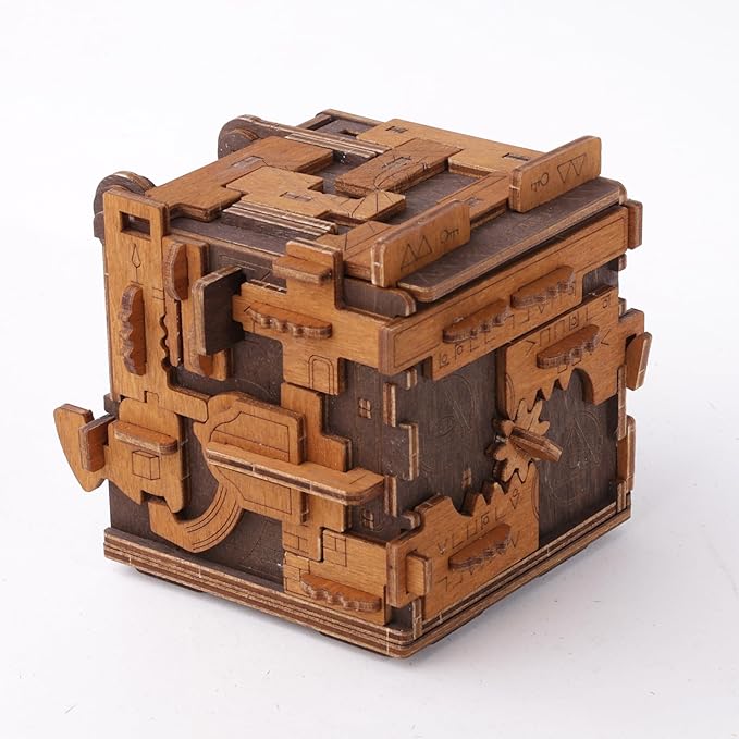 WOODEN.CITY Escape Room Puzzle Box – 3D Wooden Puzzle Box for Adults & Teens, Brain Teaser Puzzle Box Secret Lock Box with Cluebox Mechanism – Mechanical Wood Puzzle Box Kit, Unique Puzzle Boxes Gift