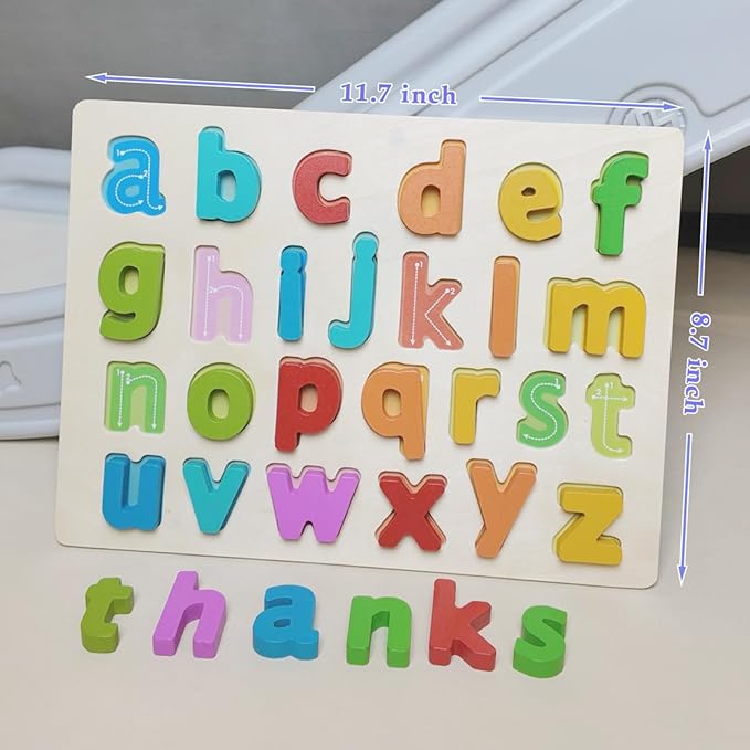 Alphabet Puzzle - montessori Wooden Puzzles for Toddlers 1-5 | abc Alphabet Puzzles Learning Toys for toddlers toddler learning toys Preschool Educational Gift for kids Lowercase Letter Puzzle