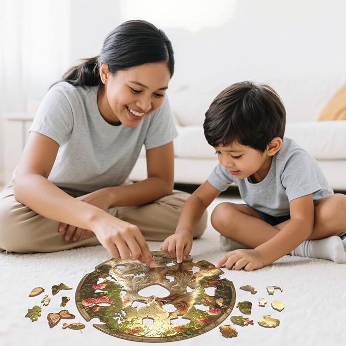 Wooden Puzzles for Adults - Couple CatWood Puzzles Adult - Unique Animal Shape Wooden Jigsaw Puzzles for Adults - Birthday Gifts for Puzzle Lovers, Family (M-11.4 * 11.3in)