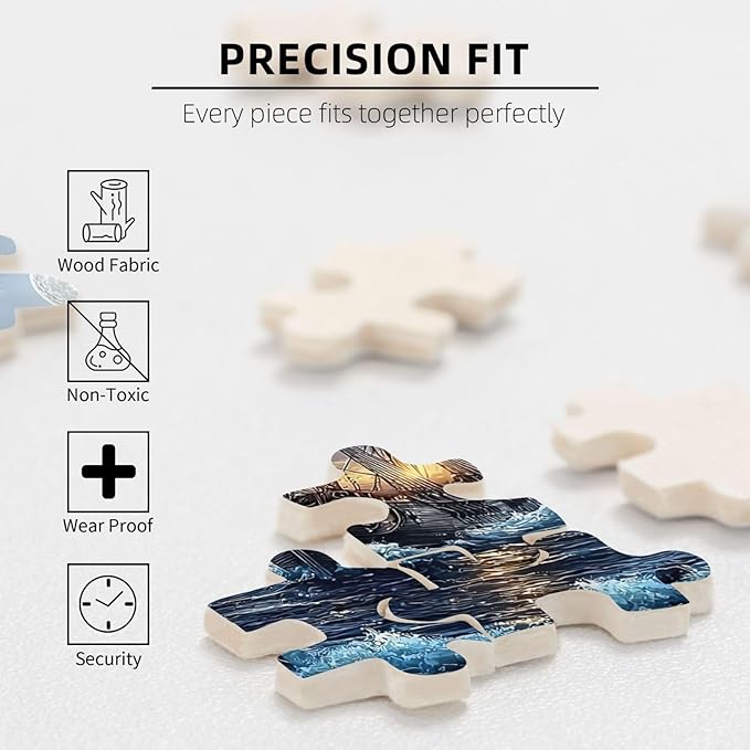 Sailboat Jigsaw Puzzles 500 Pieces，Moon Sailboat Jigsaw Puzzles Moonlit Voyage 500 Piece，Ocean Sea Sailing Ship Puzzles，Fantasy Puzzles for Friends Family Activity Game Nights Gifts