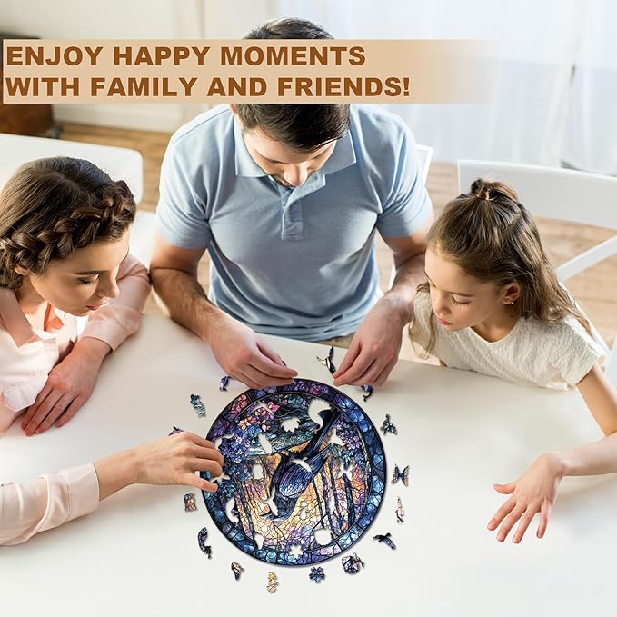 Wooden Puzzles for Adults, Wooden Jigsaw Puzzles, Exquisite Raven Puzzle, Gifts for Family or Friends for Any Holiday.（11.4 * 11.4 in 200pcs）