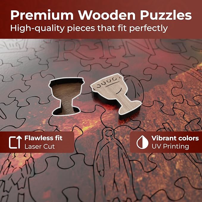 Crafthub Lord of The Rings Wooden Puzzles for Adults – A3 Size with 205 Pieces Wood Puzzles – You Shall Not Pass – Jigsaw Puzzles with Unique Shapes – 10.5" x 15.5"